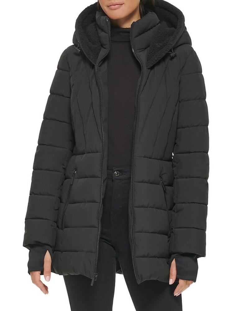 Kenneth Cole Women's Faux Fur Lined Hood Puffer Jacket - Black Cover