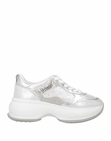 Hogan Woman Sneakers Silver Leather Cover