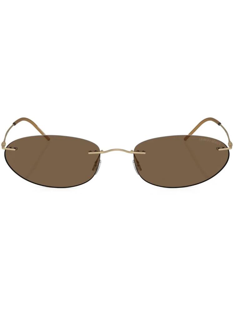 Giorgio Armani rimless oval-frame sunglasses - Gold Cover