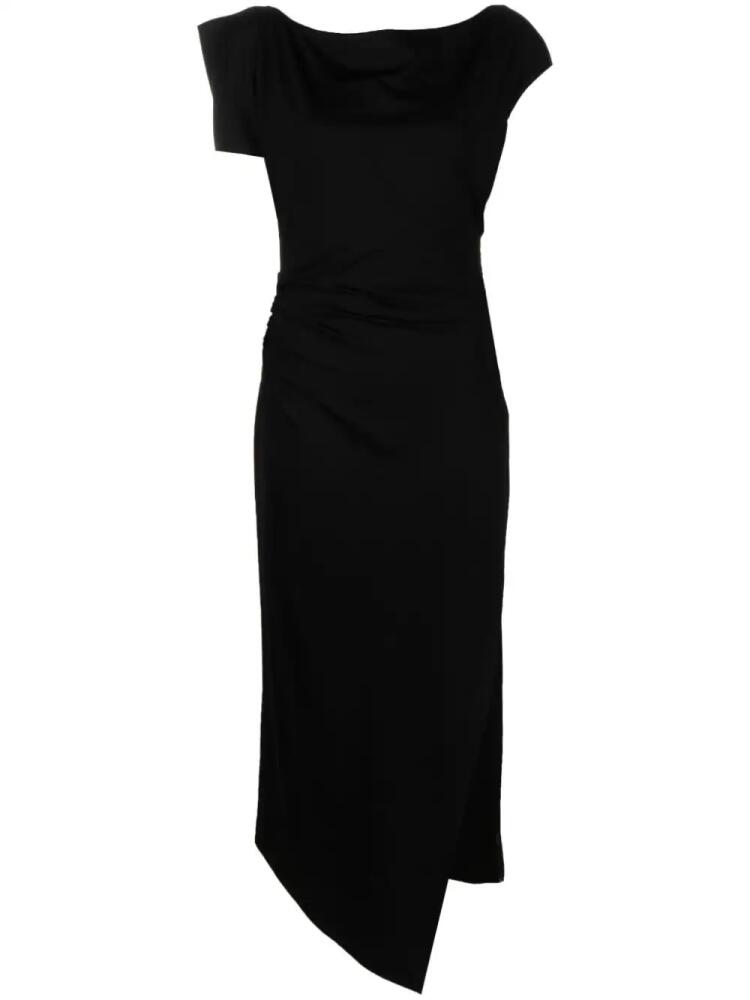 Del Core asymmetric ruched midi dress - Black Cover