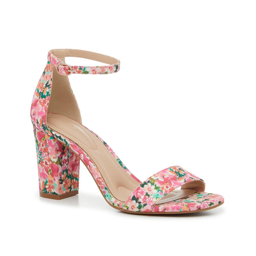 Kelly & Katie Wide Width Hailee Sandal | Women's | Pink/Green/White Floral Print Cover