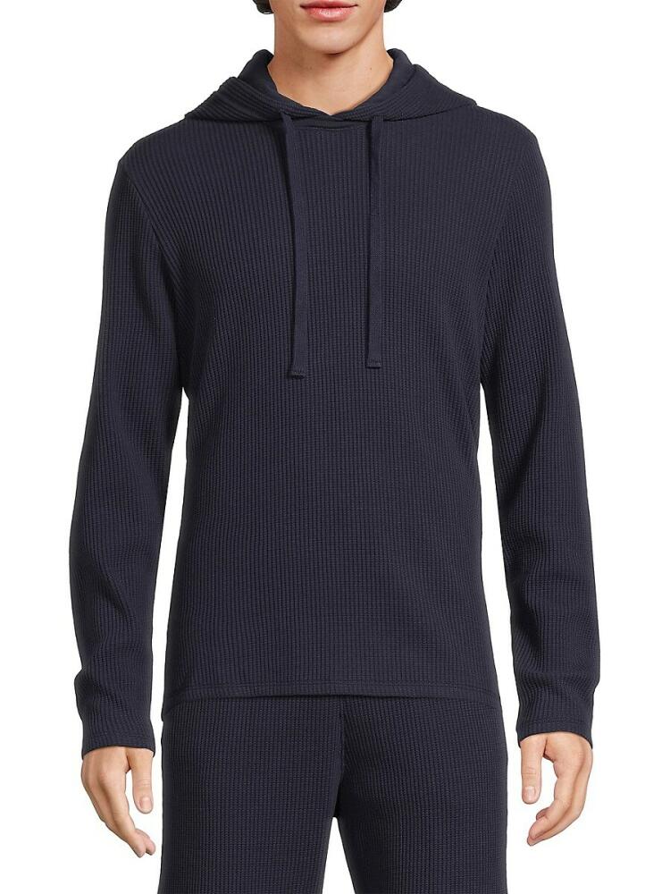 ATM Anthony Thomas Melillo Men's Waffle-Knit Cotton Drawstring Hoodie - Ink Cover