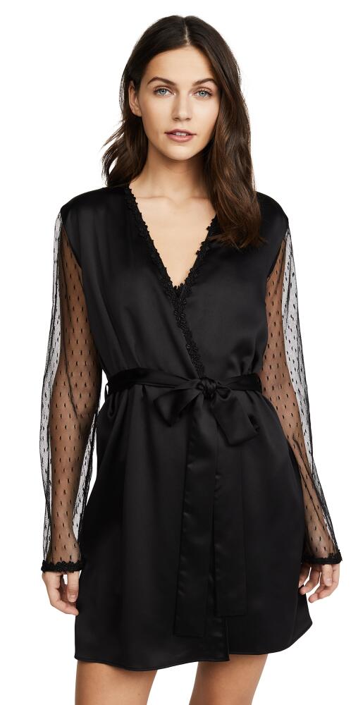 Flora Nikrooz Showstopper Charmeuse Robe With Lace Black Cover