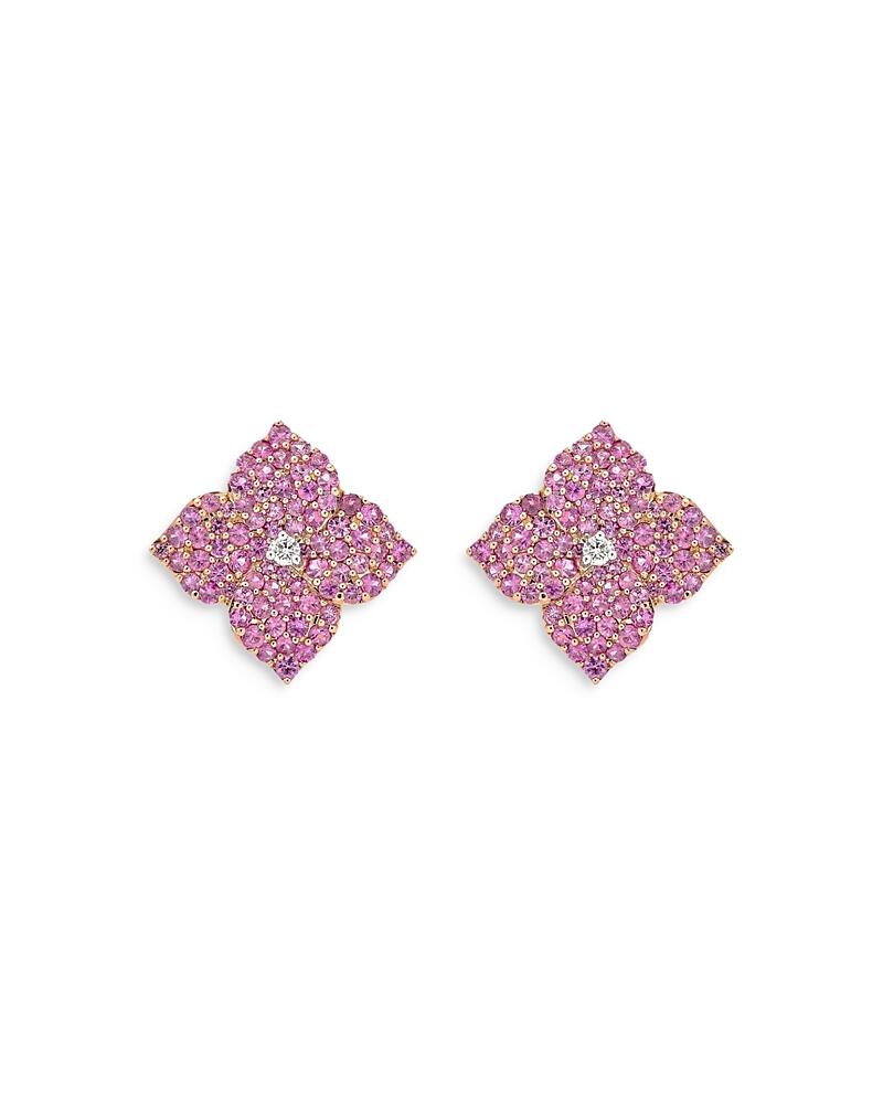 Piranesi 18K Rose Gold Large Fiore Earrings with Pink Sapphires and Diamonds Cover