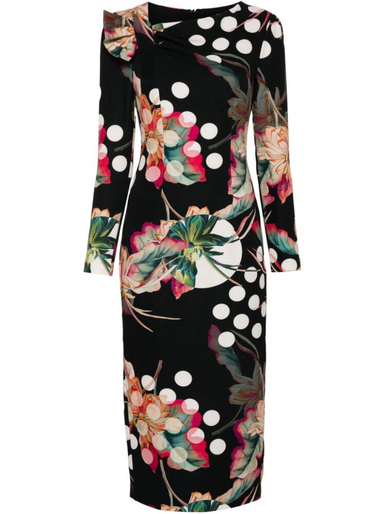 NISSA floral-print midi dress - Black Cover