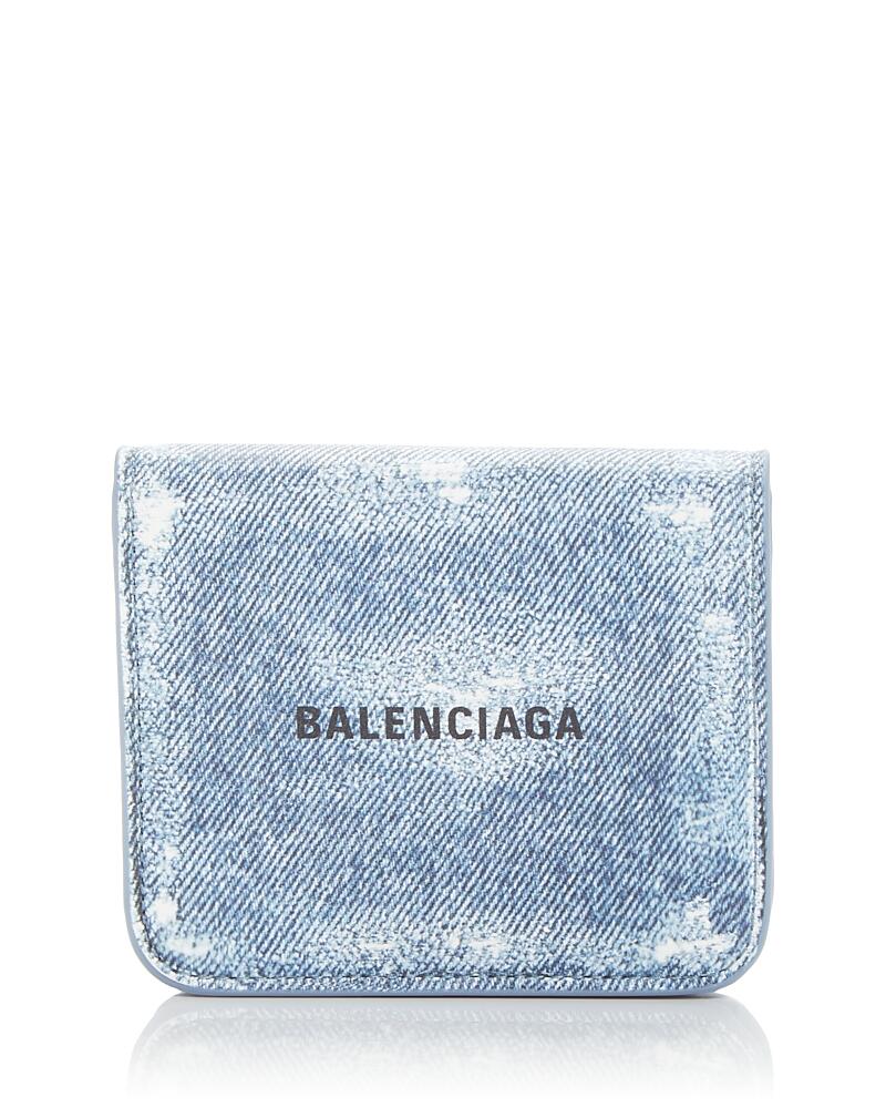 Balenciaga Cash Flap Coin and Card Holder Denim Print Cover