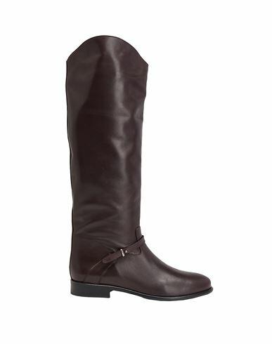 Leonardo Principi Leather Buckle Tall Boots Woman Boot Burgundy Calfskin Cover