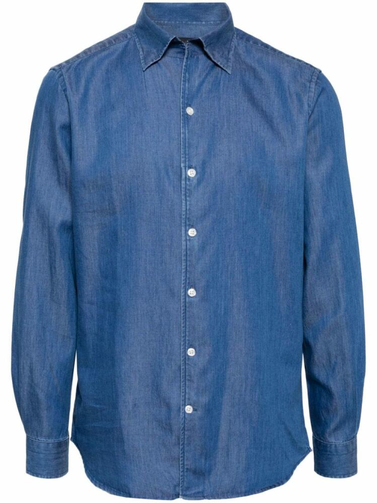 Man On The Boon. buttoned denim shirt - Blue Cover