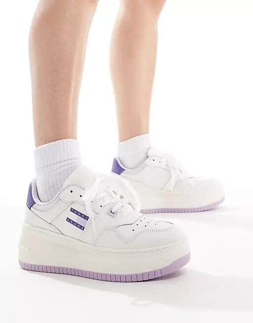 Tommy Jeans retro basket flatform sneakers in lilac-Purple Cover