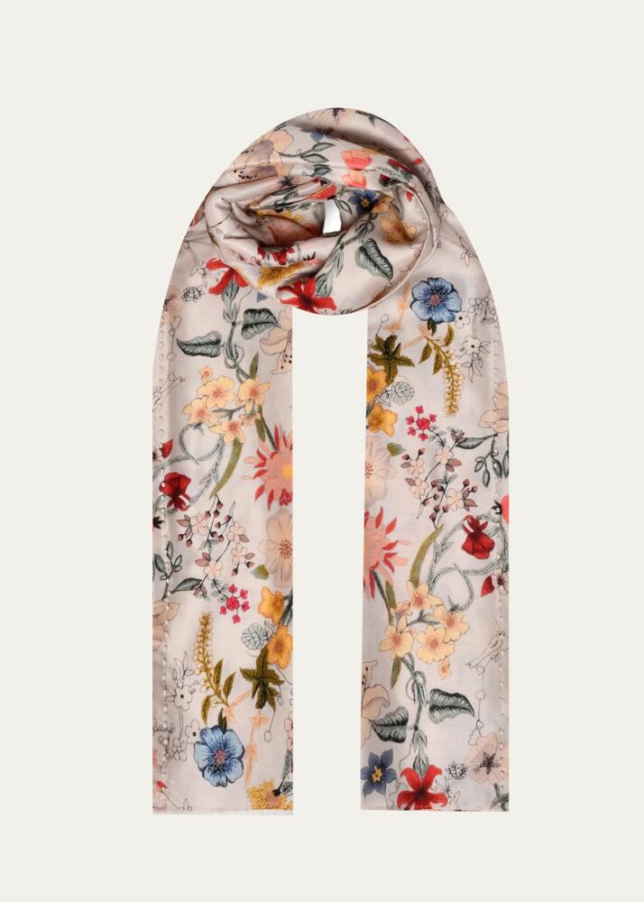 Janavi India Pearly Floral Print Merino Wool Scarf Cover