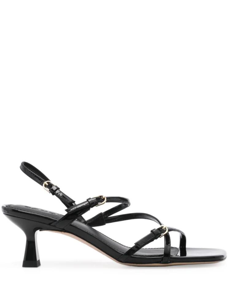 SANDRO square-toe patent-leather sandals - Black Cover