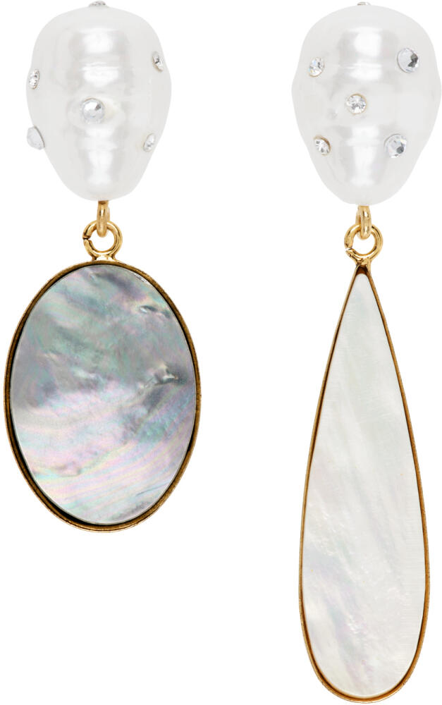 Erdem Gold Asymmetric Pearl Earrings Cover