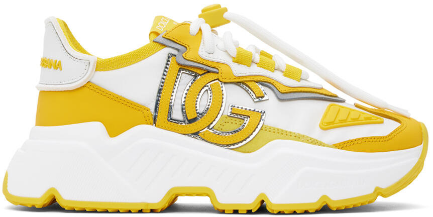 Dolce&Gabbana Yellow & White Mixed-Materials Daymaster Sneakers Cover