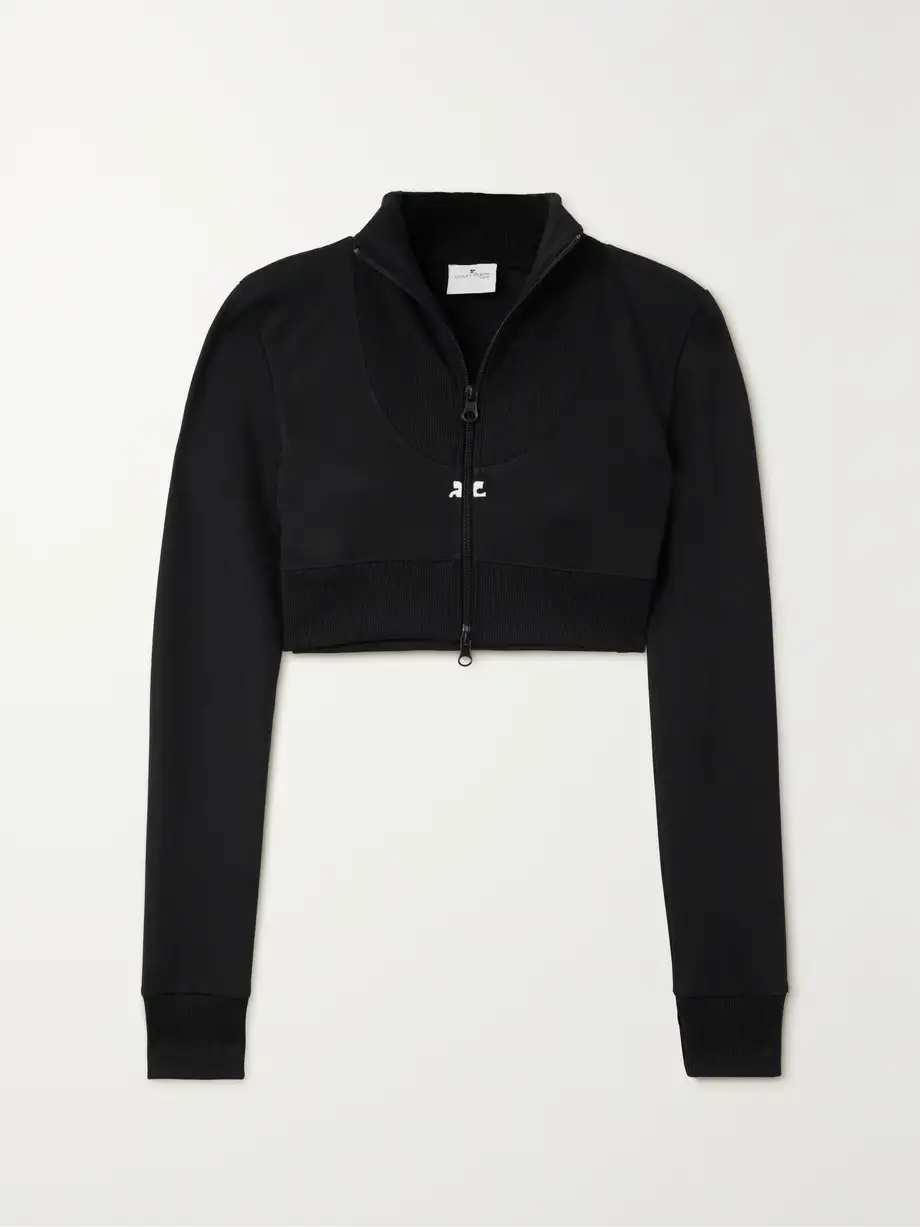 COURREGES - Cropped Ribbed Jersey Jacket - Black Cover