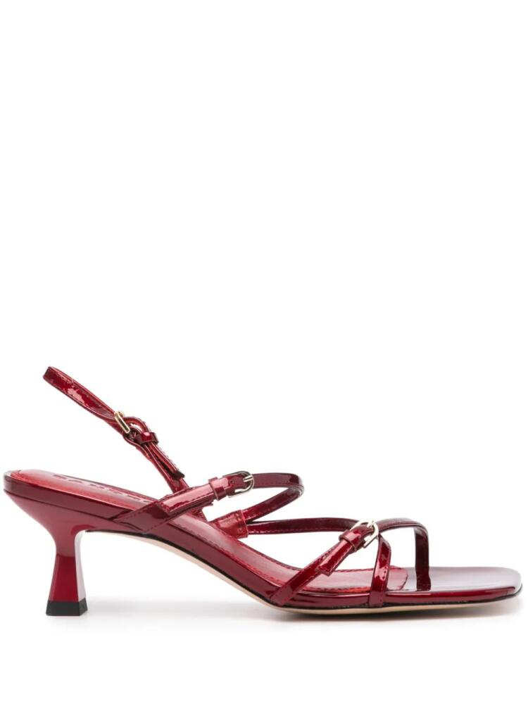 SANDRO square-toe patent-leather sandals - Red Cover