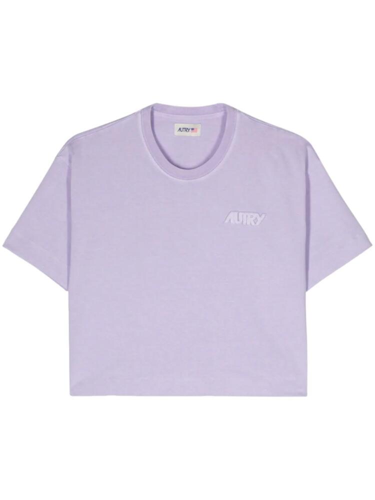 Autry logo-patch cropped T-shirt - Purple Cover