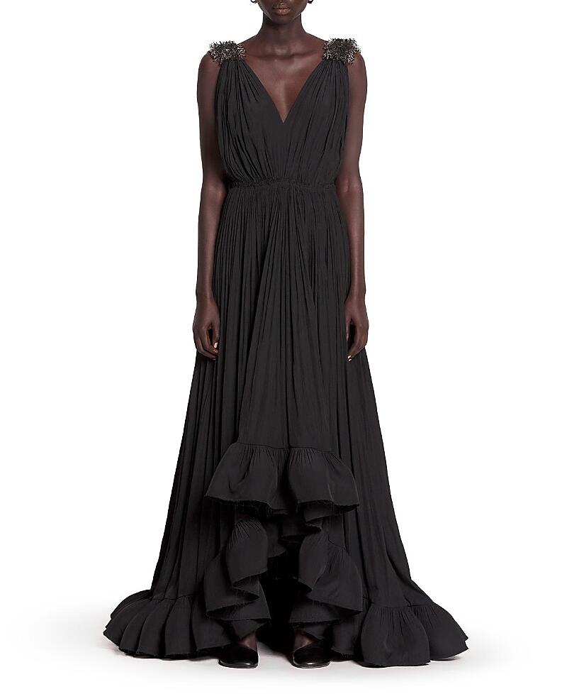 Lanvin Long Embroidered Charmeuse Evening Gown Cover