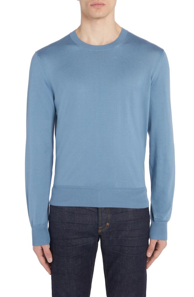 TOM FORD Sea Island Cotton Crewneck Sweater in Denim Blue Cover