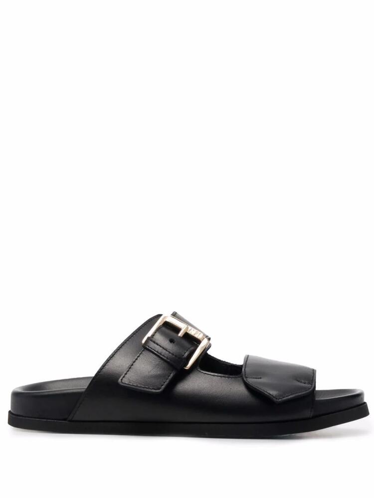 Nº21 buckled leather slides - Black Cover