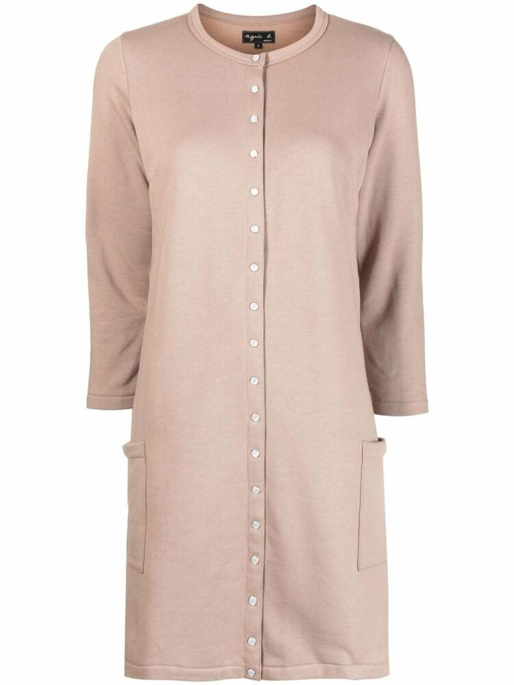 agnès b. three-quarter sleeve mini shirt dress - Neutrals Cover