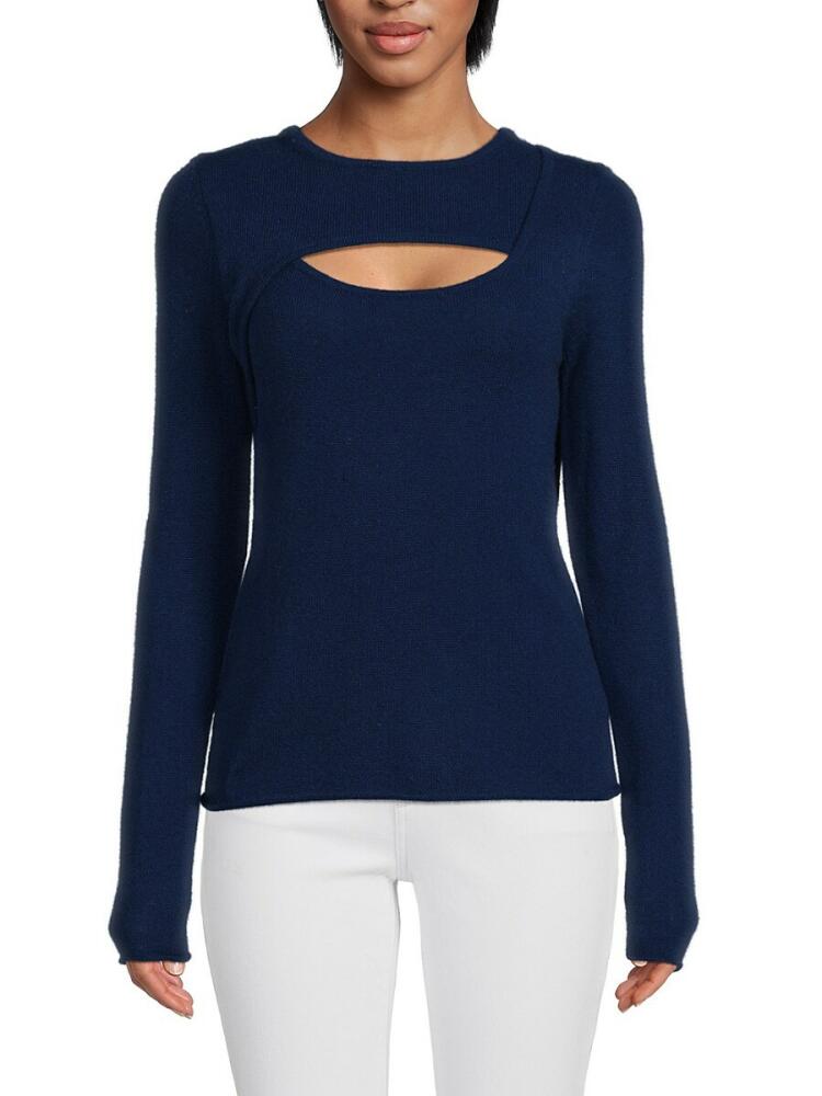 360 Cashmere Women's Vittoria Cutout Cashmere Sweater - Oxford Navy Cover