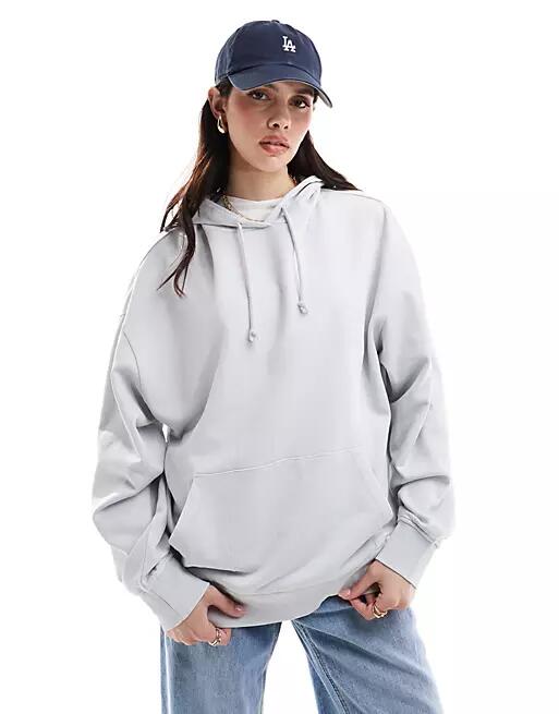 ASOS DESIGN oversized hoodie in washed gray Cover