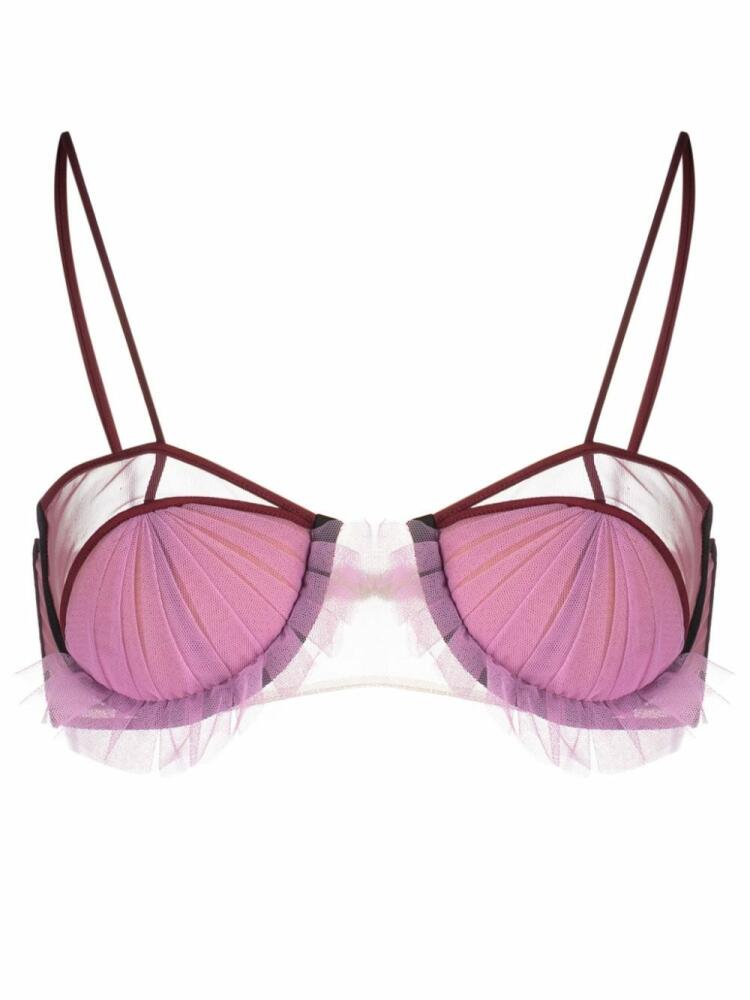 Nensi Dojaka panelled semi-sheer bra - Purple Cover