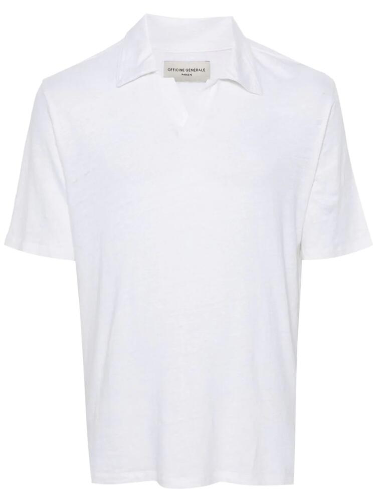 Officine Generale slub linen polo shirt - White Cover