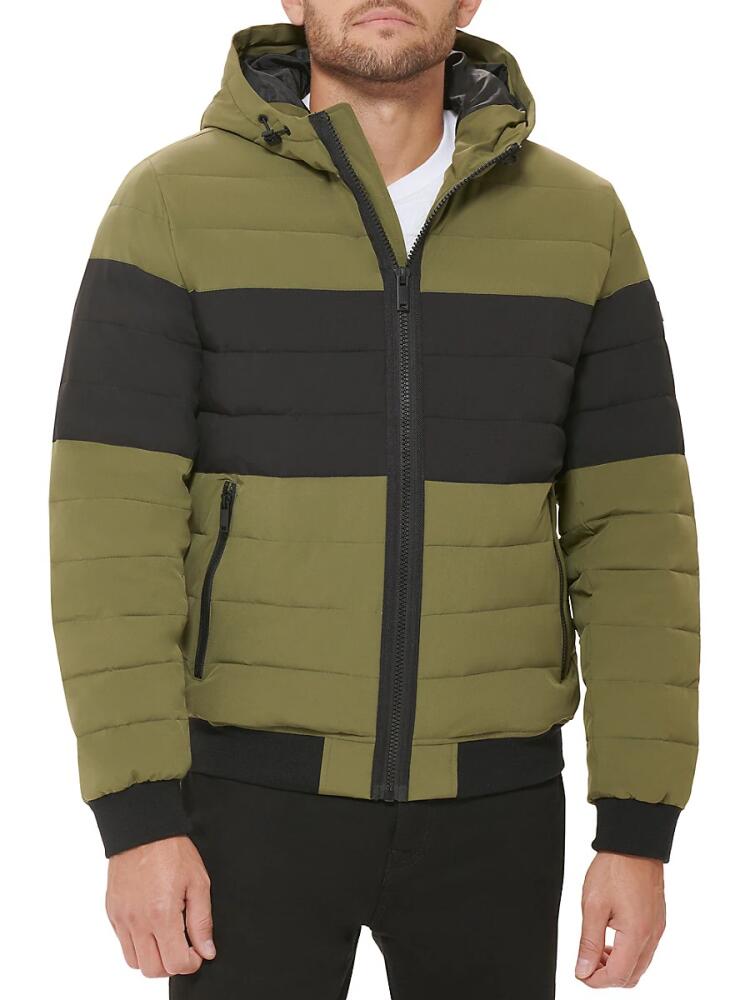 DKNY Men's Quilted Classic Fit Puffer Jacket - Moss Cover