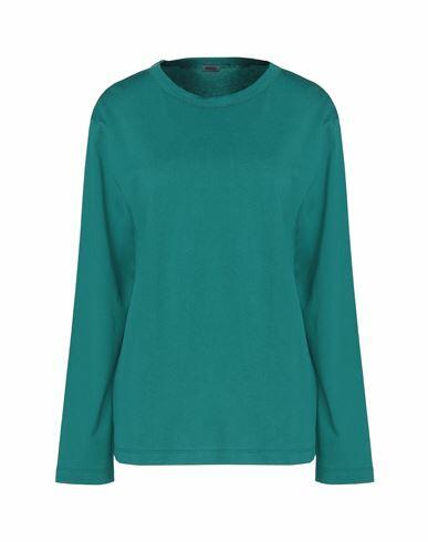 8 By Yoox Printed Cotton T-shirt Woman T-shirt Emerald green Cotton Cover