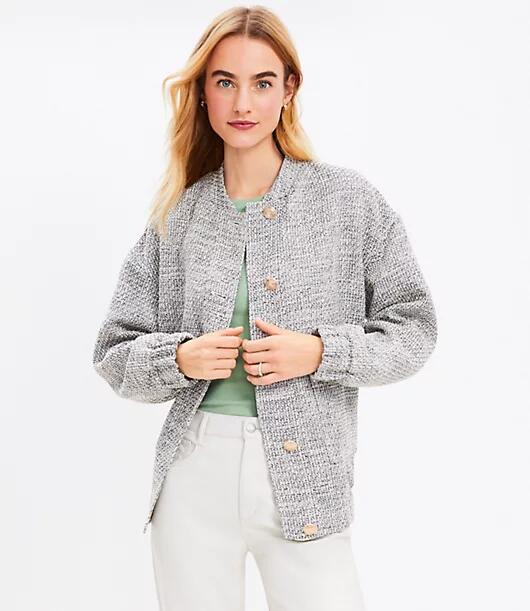 Loft Tweed Oversized Bomber Jacket Cover