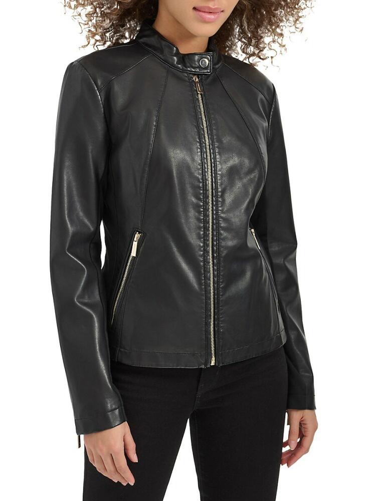 Kenneth Cole Women's Faux Leather Racer Jacket - Black Cover