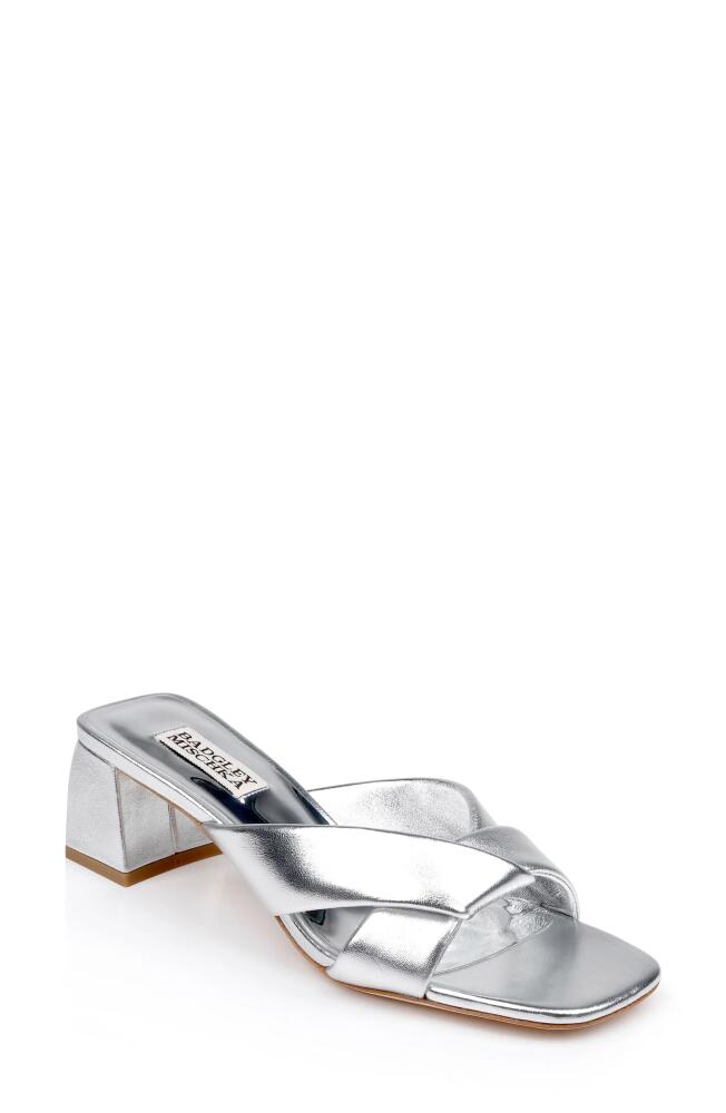 Badgley Mischka Collection Briella II Slide Sandal in Silver Leather Cover