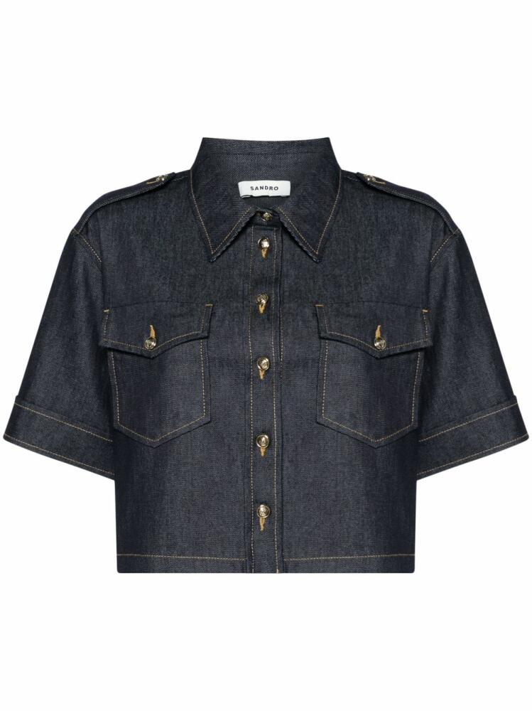 SANDRO cropped denim shirt - Blue Cover