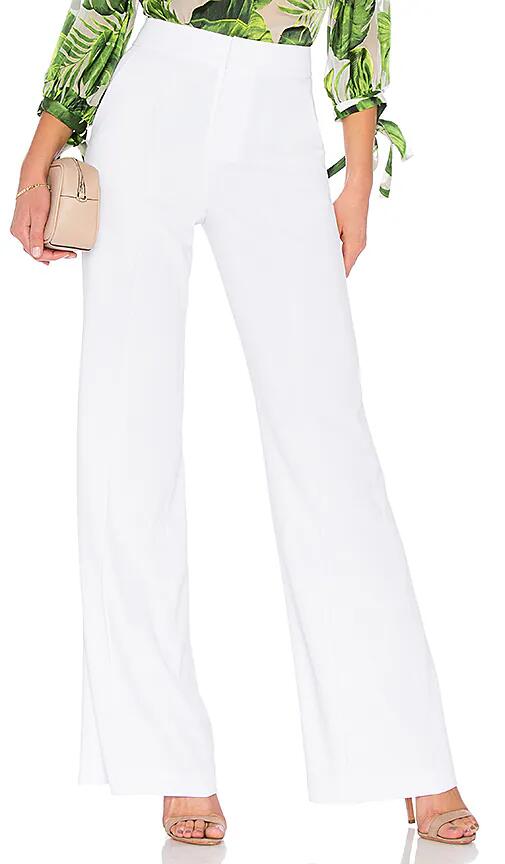 Alice + Olivia Dylan High Waisted Fitted Pant in White Cover