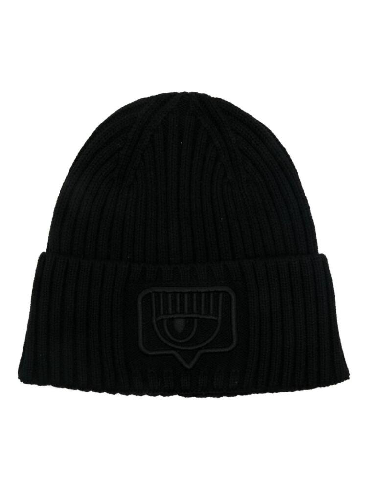 Chiara Ferragni Eyelike-patch beanie hat - Black Cover