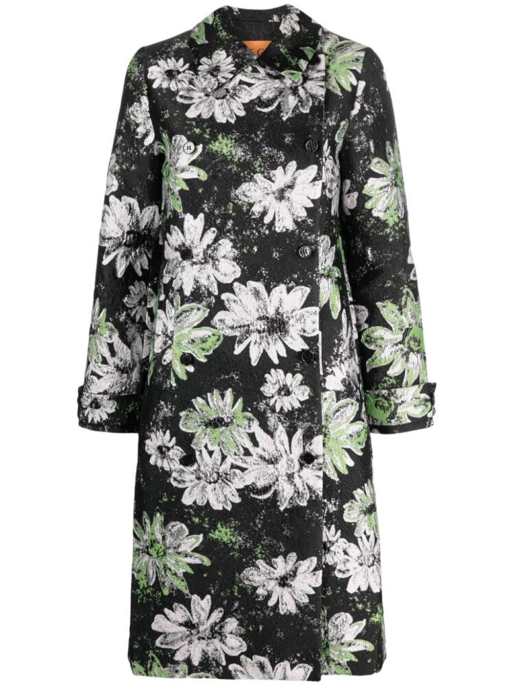 Stine Goya Wessi Glitter Bloom-print coat - Black Cover