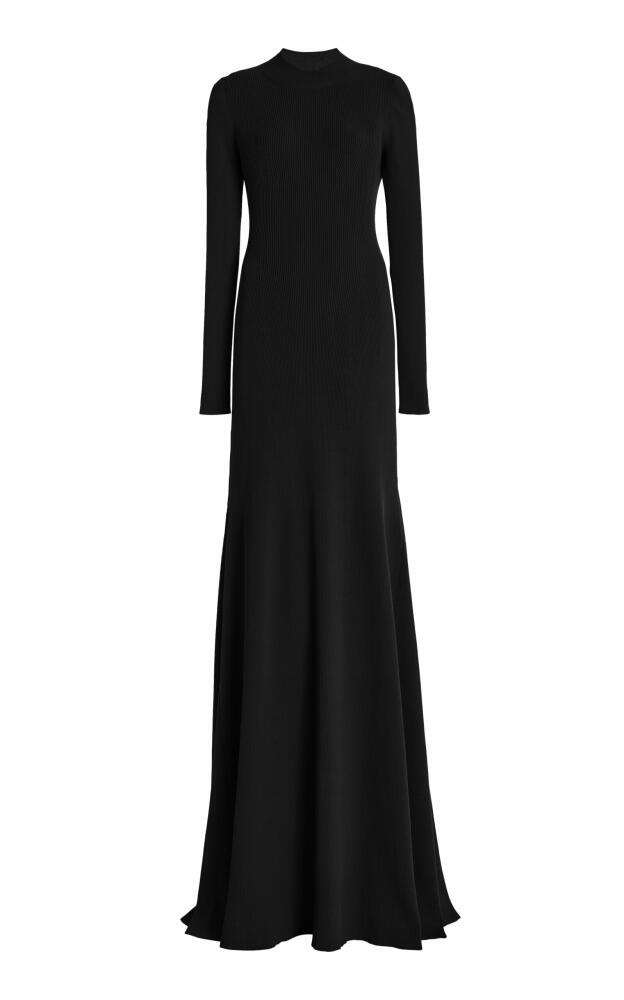 Brandon Maxwell - The Vanessa Mock Neck Knit Wool-Blend Maxi Dress - Black Cover