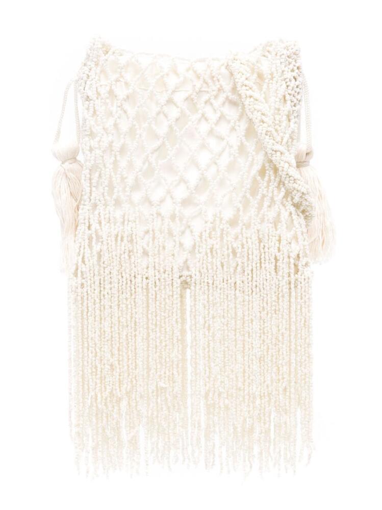 P.A.R.O.S.H. beaded fringed shoulder bag - White Cover