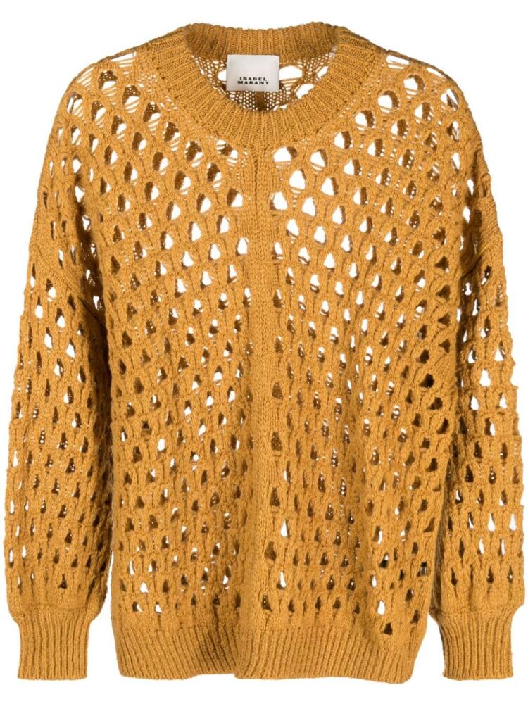 ISABEL MARANT perforated drop-shoulder jumper - Yellow Cover