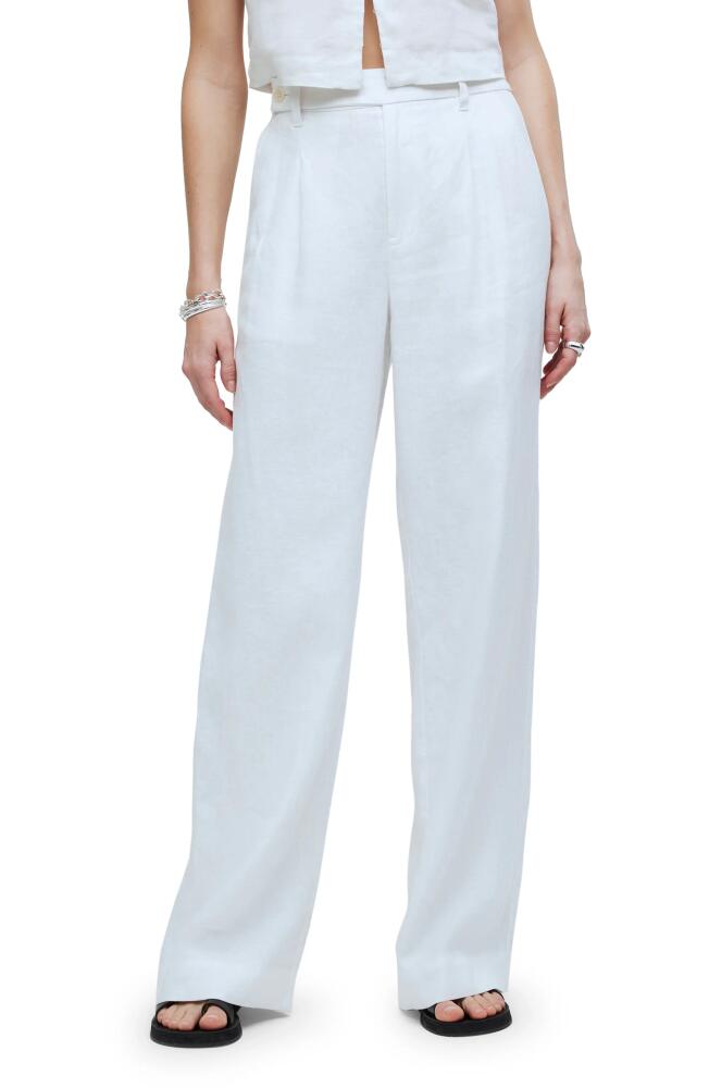 Madewell The Harlow Linen Wide Leg Pants in Eyelet White Cover