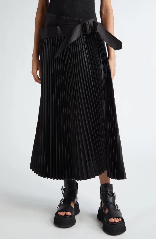 Junya Watanabe Belted Pleated Wrap Skirt in Black X Black Cover