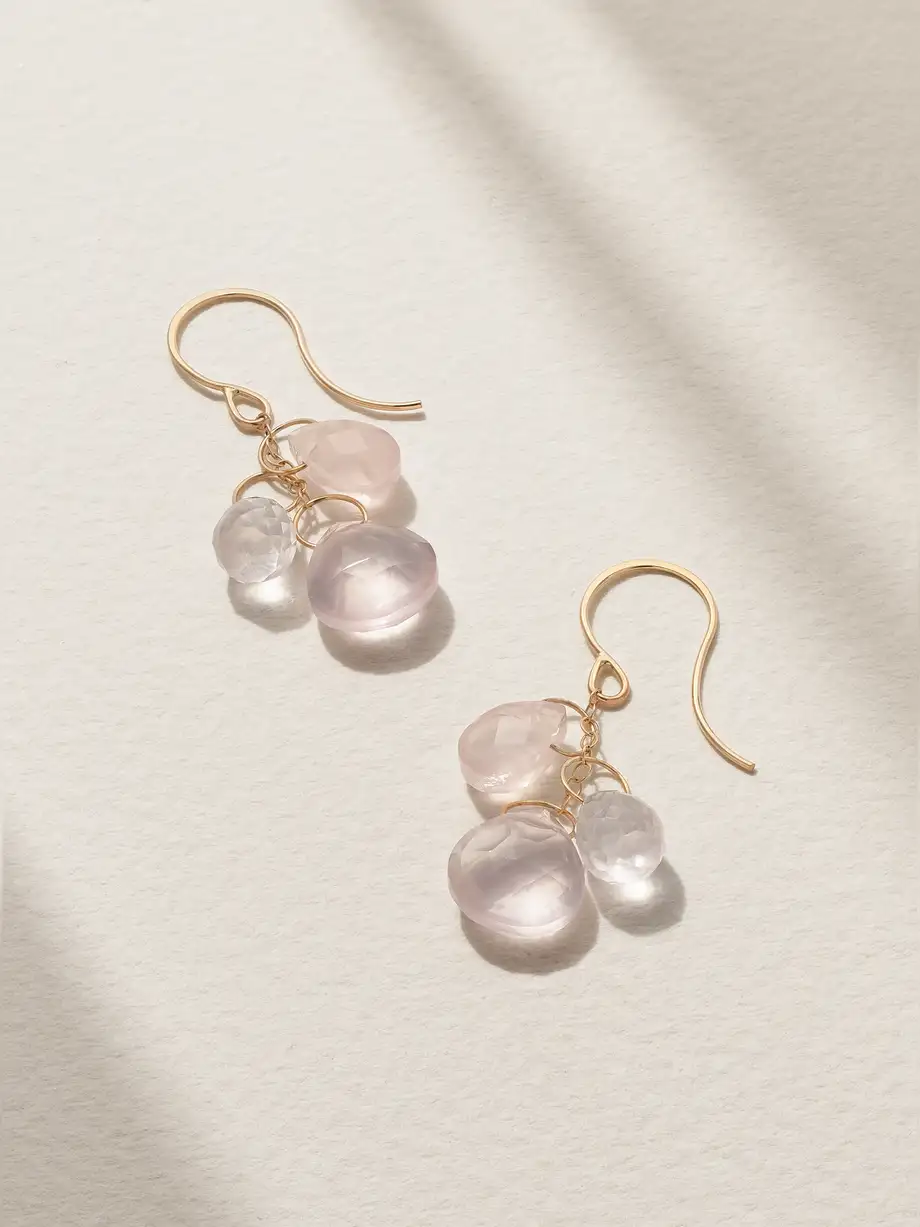 Melissa Joy Manning - 14-karat Recycled Gold Rose Quartz Earrings - Rose gold Cover