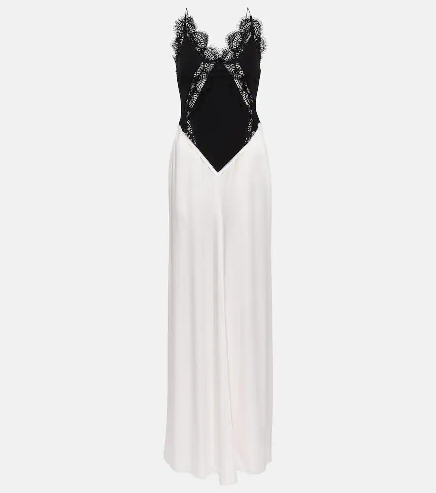 Victoria Beckham Lace-trimmed satin gown Cover