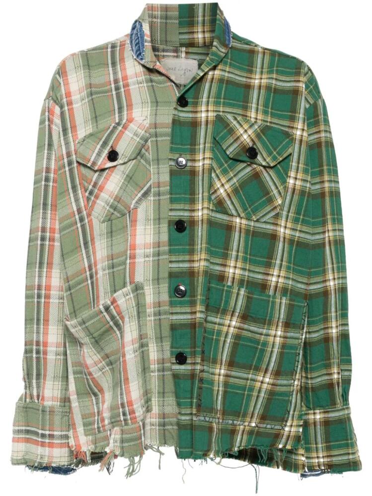 Greg Lauren checked patchwork cotton shirt - Green Cover