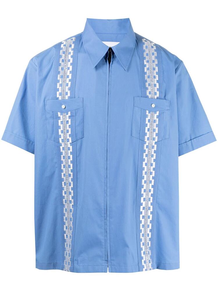 Ports V geometric band cotton shirt - Blue Cover