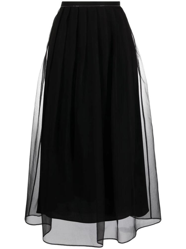 Brunello Cucinelli layered chiffon midi skirt - Black Cover