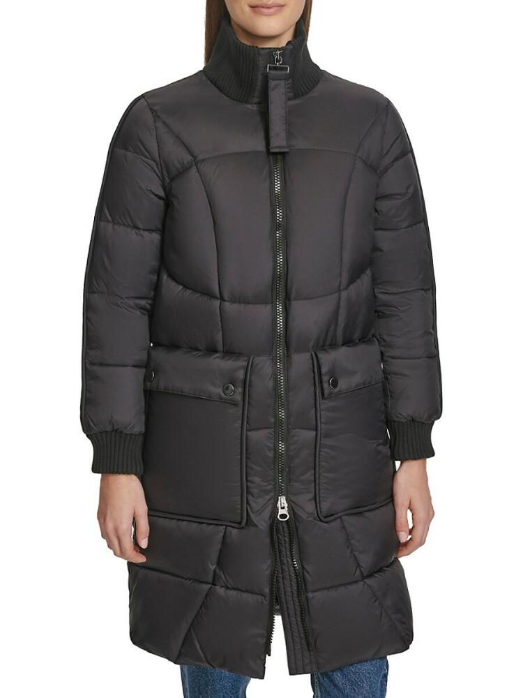 Andrew Marc Women's Pavia Quilted Faux Down Hooded Puffer Jacket - Black Cover