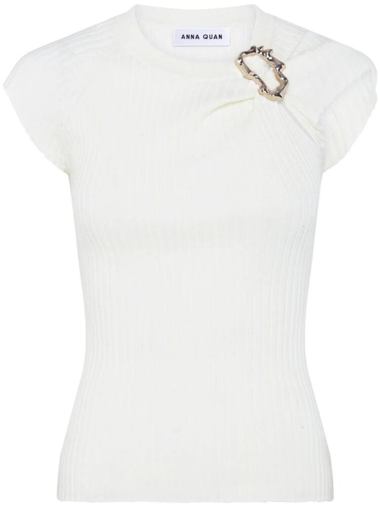 Anna Quan gathered hardware knitted top - White Cover