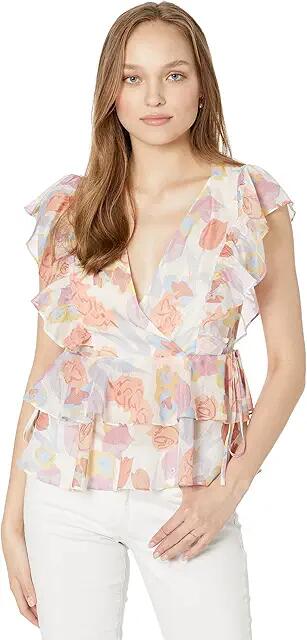 Ted Baker Rowyn Frill Detail Top with Tie Detail (Natural) Women's Clothing Cover